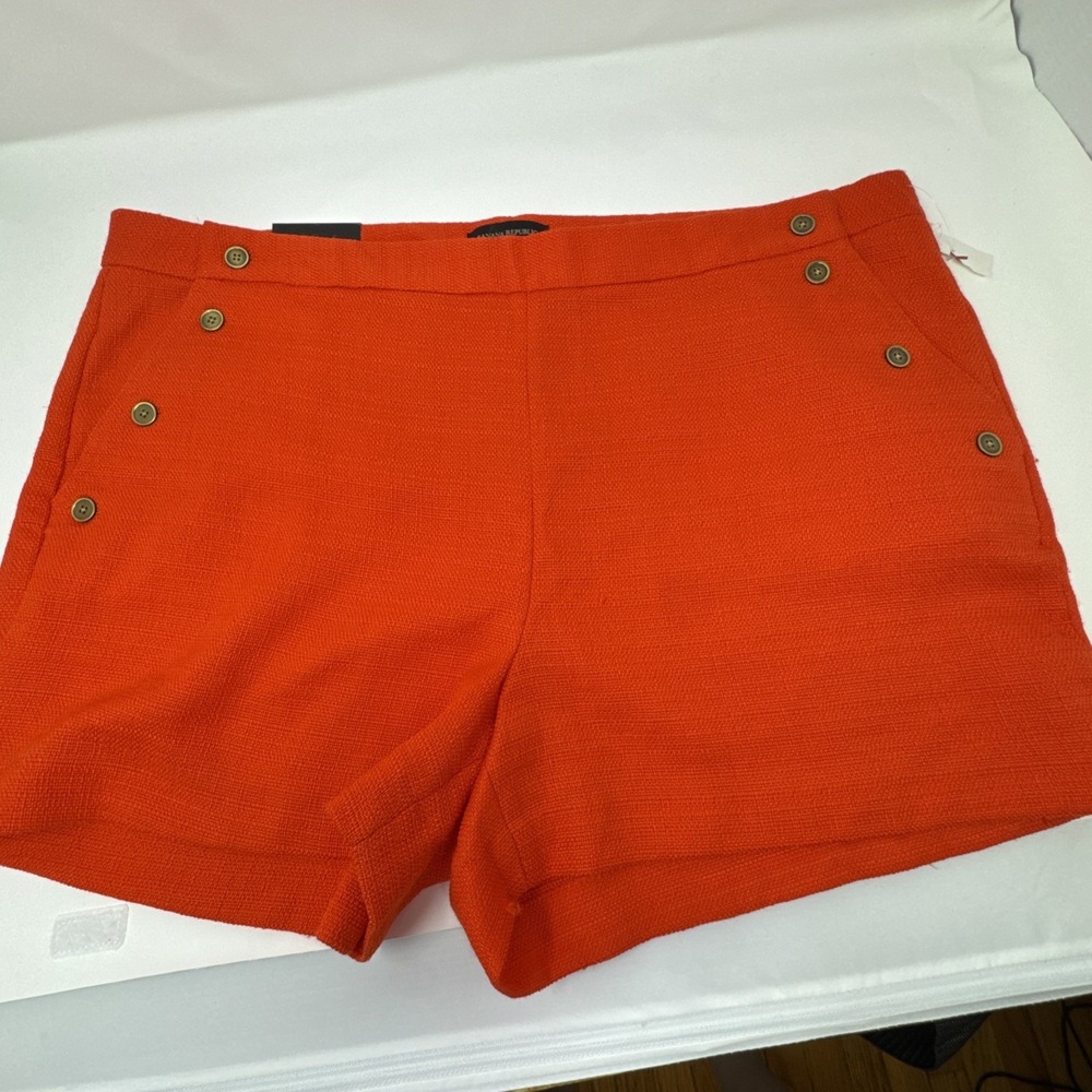 BANANA REPUBLIC 18 ORANGE Woven Sailor FRONT BUTTONS POCKET 4" SHORTS NWT